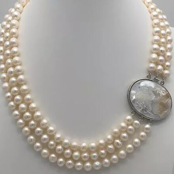Stunning Jewellery Genuine 3 Rows 7-8MM Freshwater pearl Necklace
Stunning Jewellery Genuine 3 Rows 7-8MM Freshwater pearl Necklace