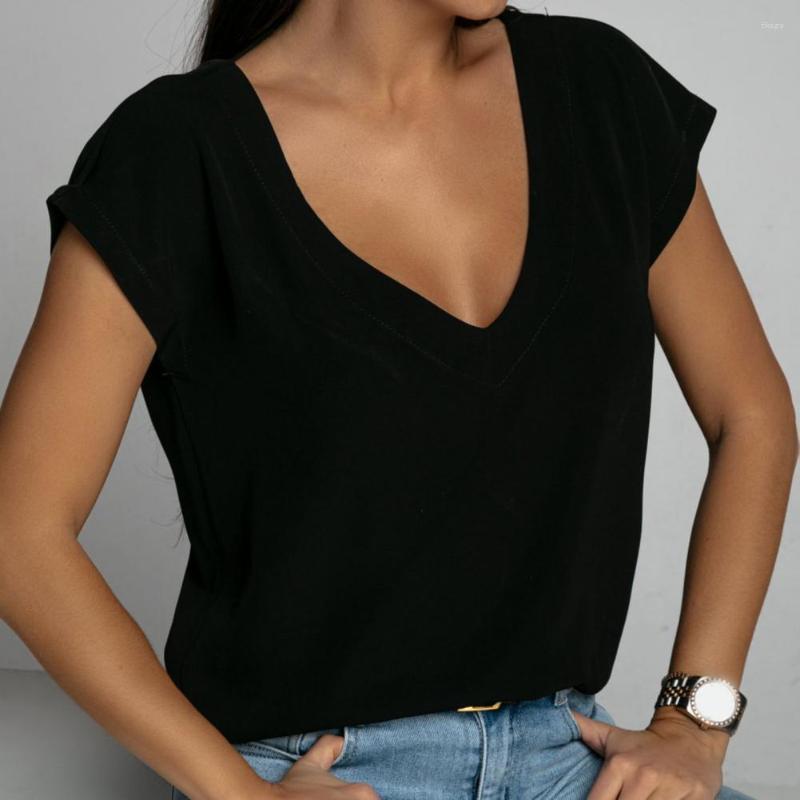 Women' Blouses Women Tees Tops Solid Color Pullover Short Sleeve Deep V Neck Casual Loose Backless Summer T-shirt Female Clothes, White
Women' Blouses Women Tees Tops Solid Color Pullover Short Sleeve Deep V Neck Casual Loose Backless Summer T-shirt Female Clothes, White