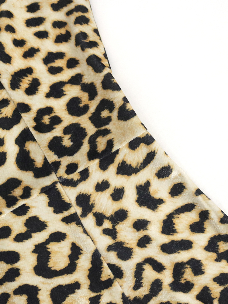 Party Dresses Elegant Women Midi Color Block Cheetah Print Long Sleeve Slit Bodycon Velvet Dress Fall Office Business Club Wear 221128