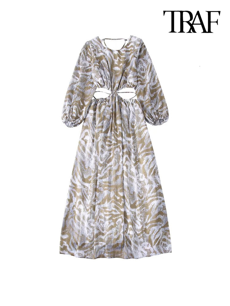 Casual Dresses TRAF Women Fashion With Hollow Out Printed Midi Dress Vintage Puff Sleeves Elastic Straps Female Vestidos Mujer 221125, As picture
Casual Dresses TRAF Women Fashion With Hollow Out Printed Midi Dress Vintage Puff Sleeves Elastic Straps Female Vestidos Mujer 221125, As picture