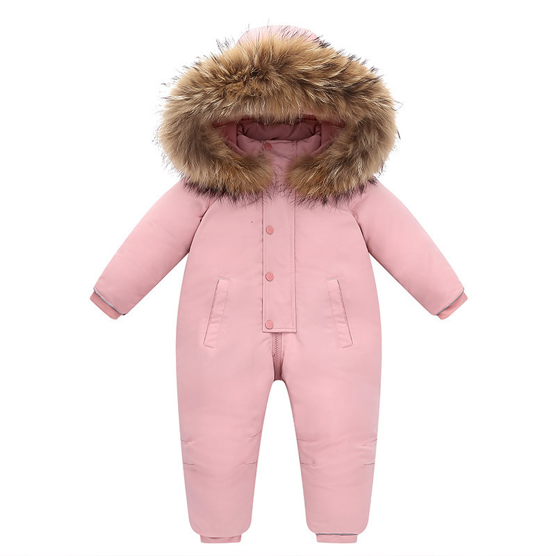 Down Coat 30 Degree Russia Winter Kids Jumpsuit Waterproof Real Fur Children Overalls 15 Years Infant Baby Boy Romper Snowsuit 221125
