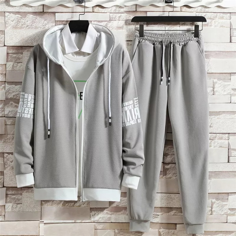 Mens Tracksuits 2 Pieces Sets Printed Tracksuit Men Hooded SweatshirtJoggers Pants Zipper Hoodie Sportwear Suit Casual Men Clothes Streetwear 220906