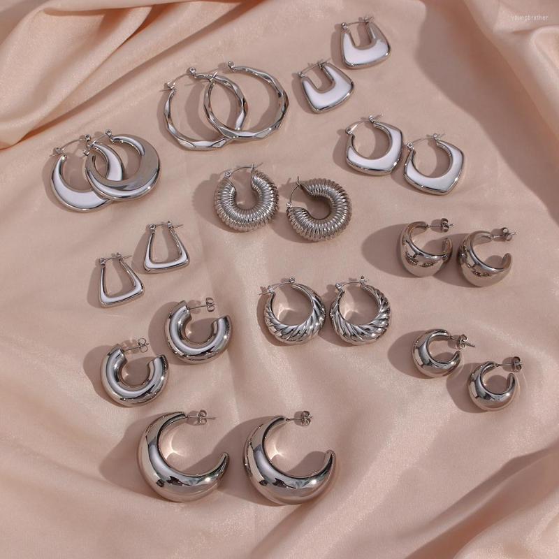 Hoop Earrings Personalized Silver Color Stainless Steel Geometric Hollow Exaggerated High Quality Earring For Women
Hoop Earrings Personalized Silver Color Stainless Steel Geometric Hollow Exaggerated High Quality Earring For Women