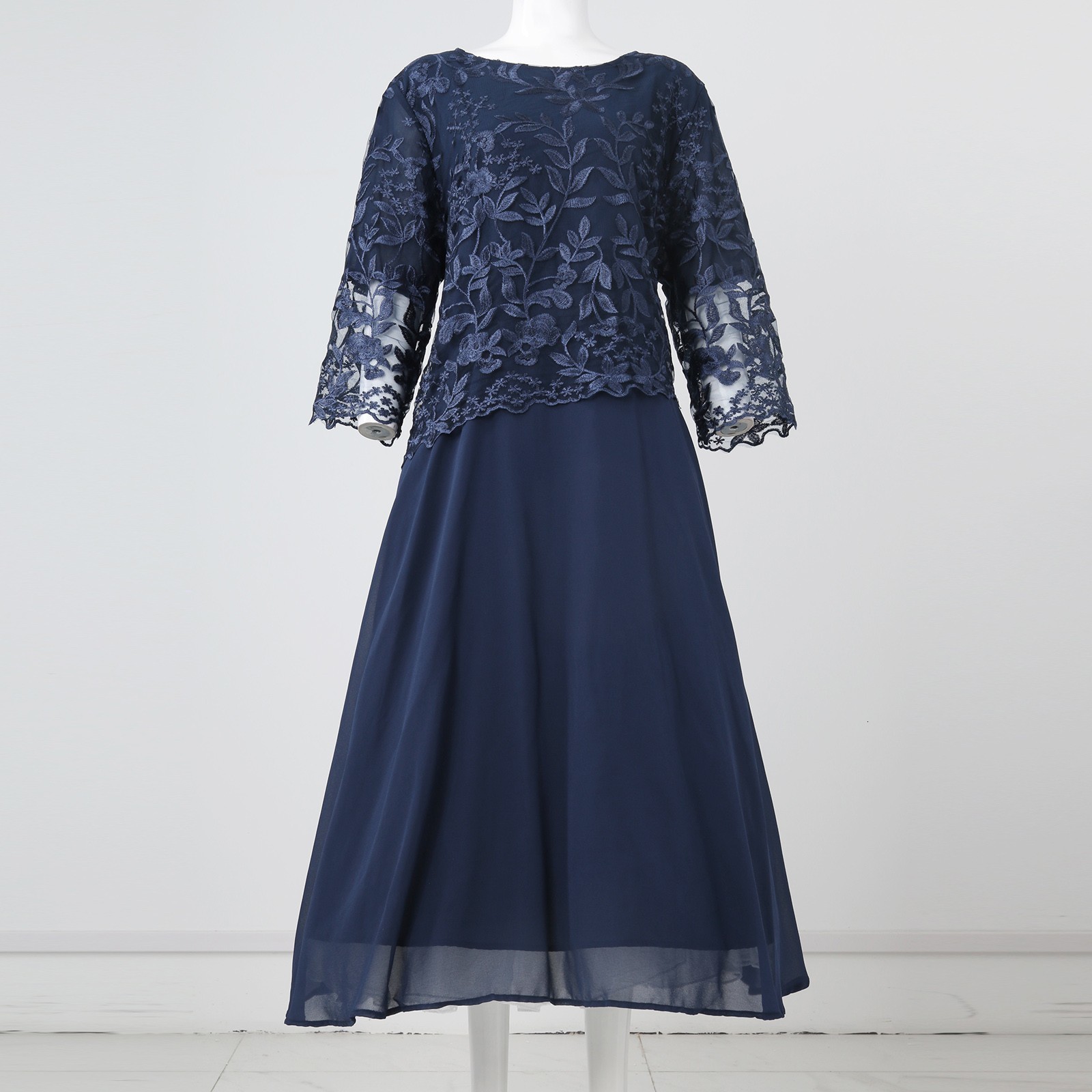 Casual Dresses SpringSummer Elegant Dresses for Women Party Sheer Half Sleeve Floral Lace Layered Mother of Bride Midi Dress Wedding 221126