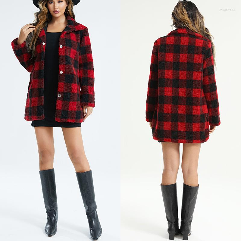 Women' Fur 2022 Autumn Winter Fashion Faux Coat Long Sleeve Turn-Down Collar Red Grid Medium Length Casual Loose Elegant
Women' Fur 2022 Autumn Winter Fashion Faux Coat Long Sleeve Turn-Down Collar Red Grid Medium Length Casual Loose Elegant