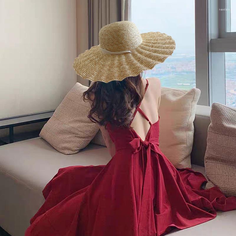 Wide Brim Hats 2022 Large Wheat Straw Women Lace-up Beach Sun Long Ribbon Natural Hat, Beige ribbon
Wide Brim Hats 2022 Large Wheat Straw Women Lace-up Beach Sun Long Ribbon Natural Hat, Beige ribbon