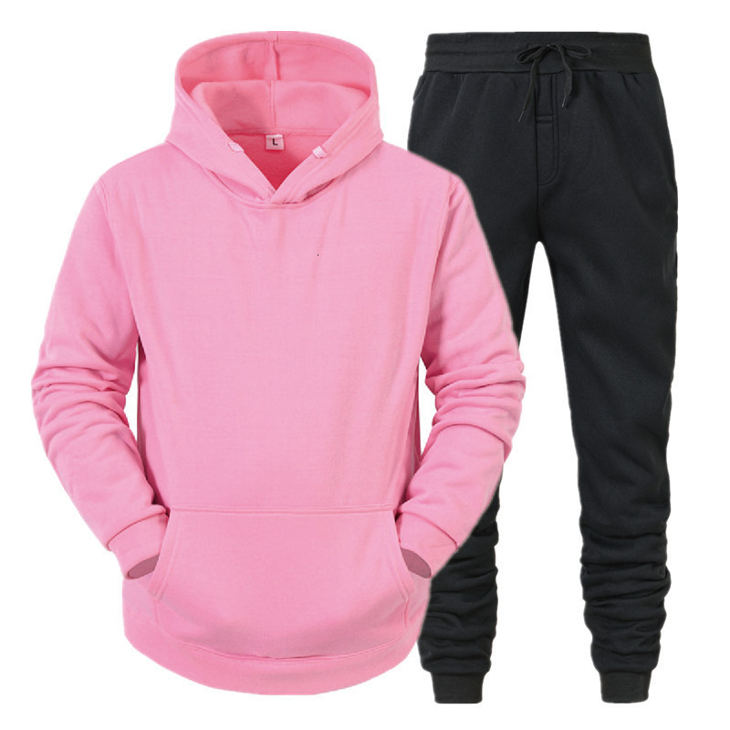 Men's Tracksuits Sets HoodiesPants Fleece Solid Pullovers Jackets Sweatershirts Sweatpants Hooded Streetwear Outfits 221128