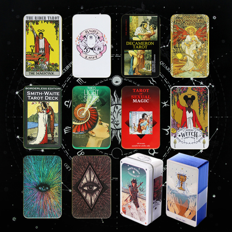 Card Games Tin Box HighGrade Gilding Process Tarot Deck 78 s 44 with Guide Book Mystical Affectional Divination 221125