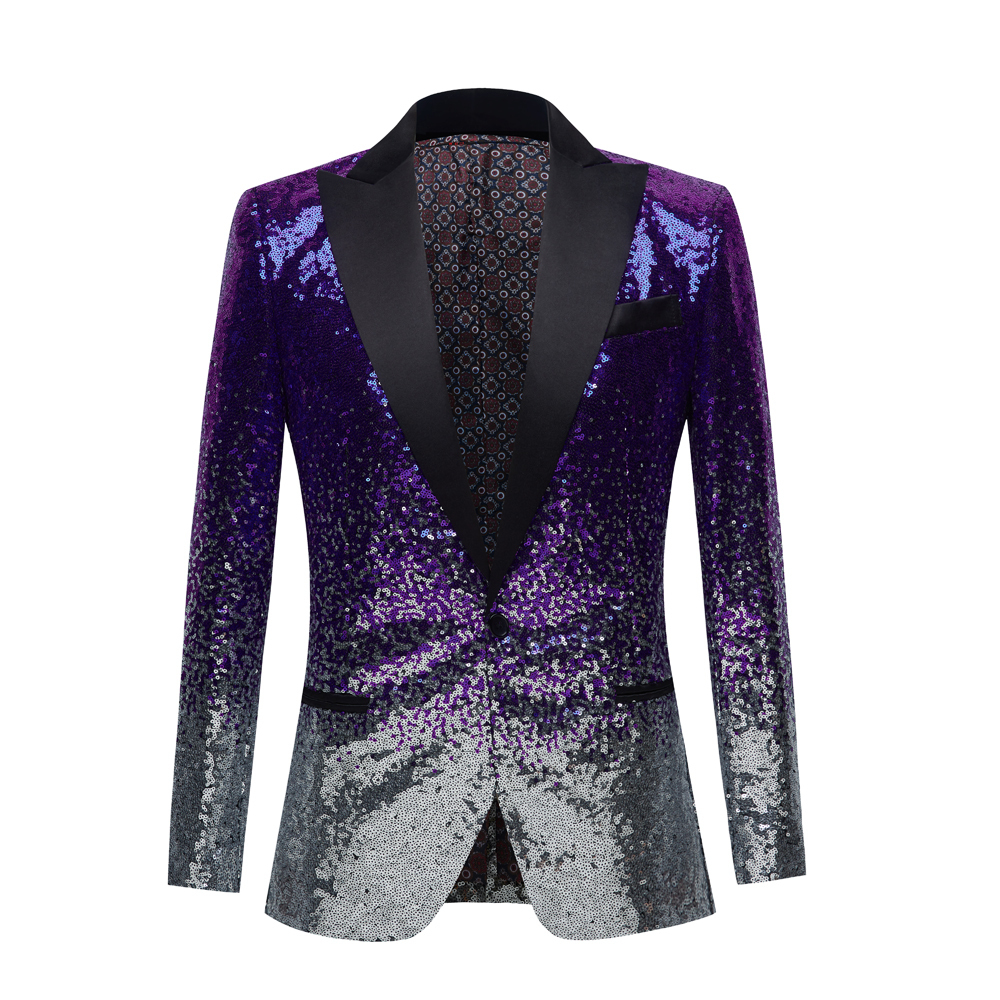 Men's Suits Blazers Discoloration Sequin Shawl Collar Tuxedo Men Wedding Groom Singer Prom Glitter Jacket DJ Club Stage 221124