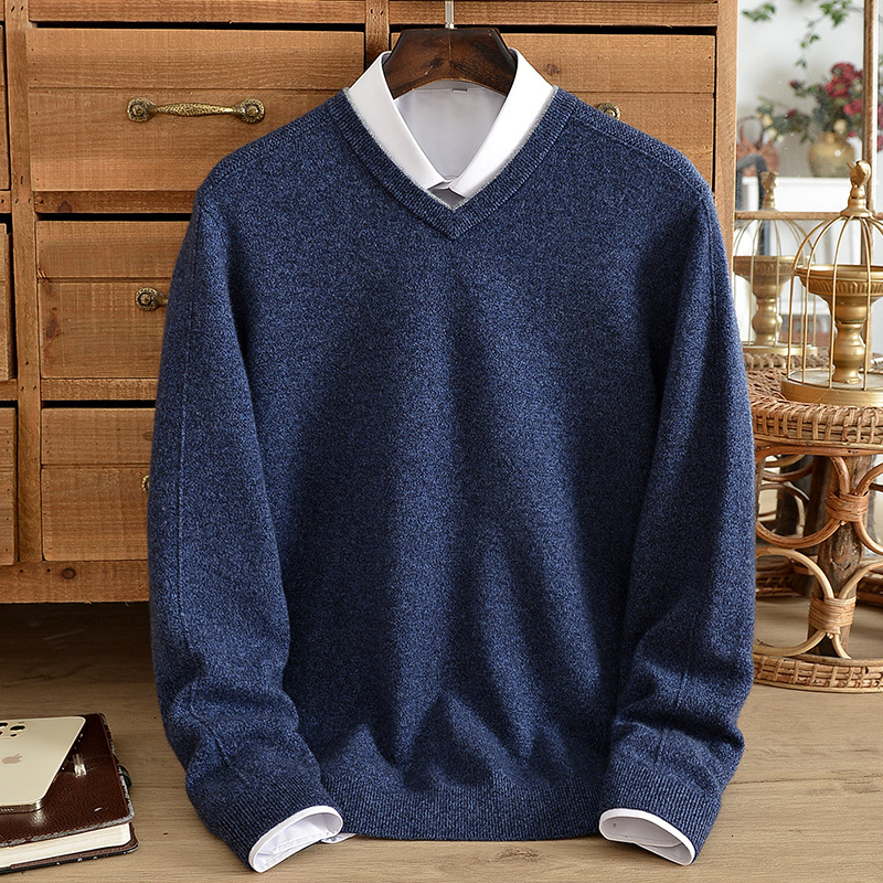 Men's Sweaters Autumn and winter 100 pure cashmere sweater men's Vneck thickening middleaged thickening solid color business sweater 221128, Dark blue ab
Men's Sweaters Autumn and winter 100 pure cashmere sweater men's Vneck thickening middleaged thickening solid color business sweater 221128, Dark blue ab