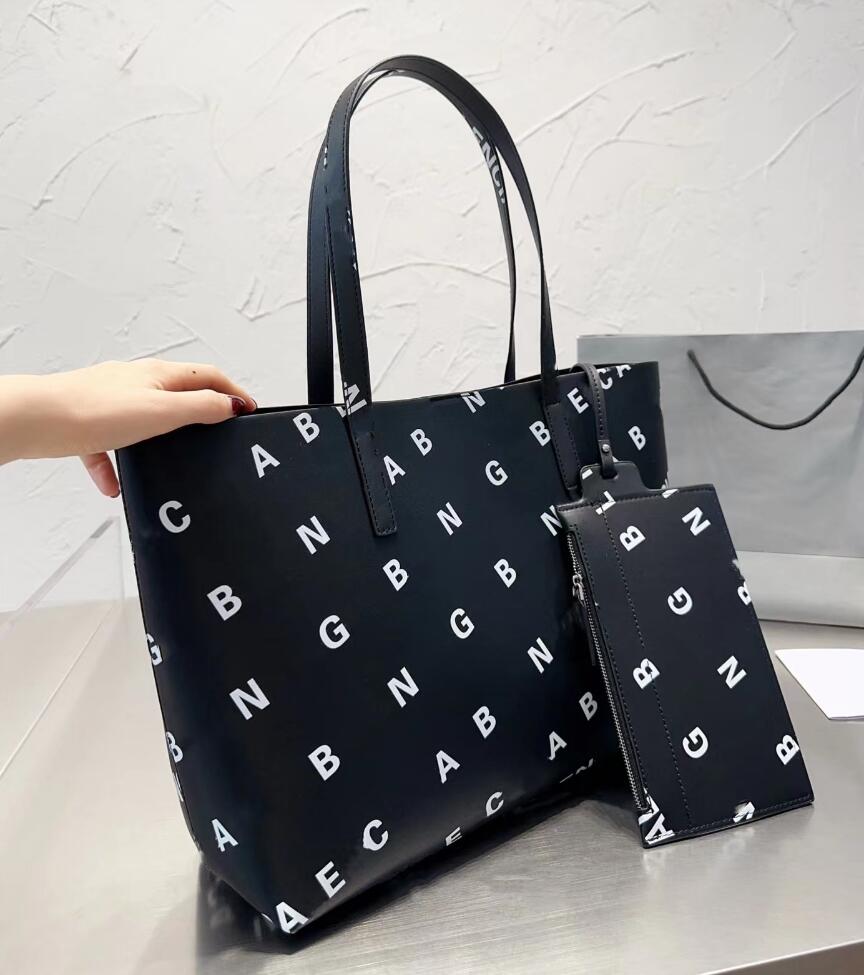 Designer Letter Printing Shopping Bag Totes Leather Large Capacity Womens Leisure Fashion 2pc Wallet Single-Shoulder Bag Women Classic Handbag, Black
Designer Letter Printing Shopping Bag Totes Leather Large Capacity Womens Leisure Fashion 2pc Wallet Single-Shoulder Bag Women Classic Handbag, Black