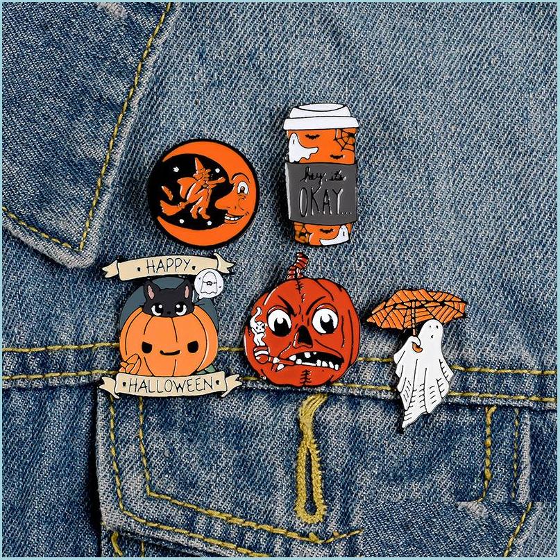 Pins Brooches Happy Halloween Brooches Enamel Pin Custom Coffee Moon Ghost Pumpkin Umbrella Brooch Backpack Clothes Lapel F Dhgarden Dhnc2
Pins Brooches Happy Halloween Brooches Enamel Pin Custom Coffee Moon Ghost Pumpkin Umbrella Brooch Backpack Clothes Lapel F Dhgarden Dhnc2
