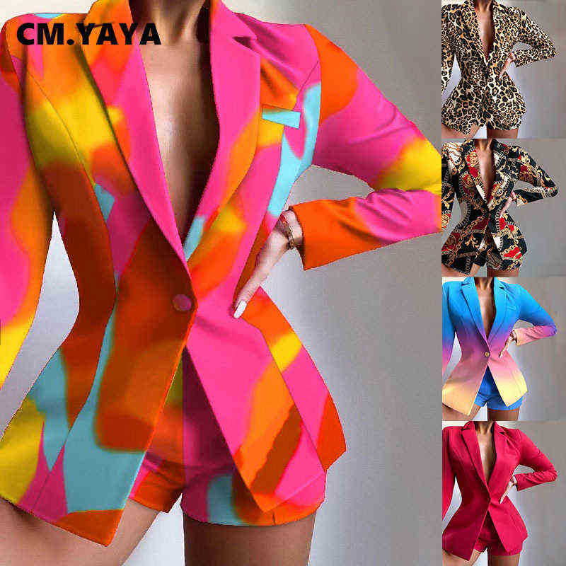 Cm Yaya Women Set Elegant Blazer Tops And Shorts Suit Matching Two 2Piece Set Office Lady In Leopard Chian tie Dye Outfits J220813, Yellow
Cm Yaya Women Set Elegant Blazer Tops And Shorts Suit Matching Two 2Piece Set Office Lady In Leopard Chian tie Dye Outfits J220813, Yellow