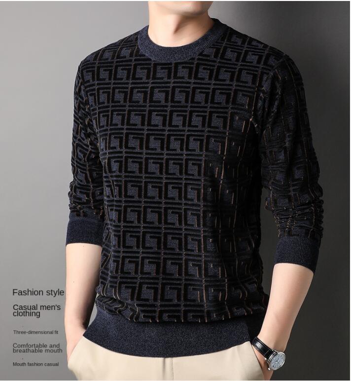 men's Top Grade Fashion Knit Pullover sweaters Trendy DesignerCrew Neck Sweater Men Woolen Casual Jumper Men Clothing pluz size soft wool fleece knitwear