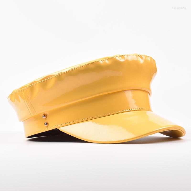Berets Fashion Patent Military Hats High Quality Ladies Solid Color Flat Top Hat PU Leather Bone Captain Women Winter, White
Berets Fashion Patent Military Hats High Quality Ladies Solid Color Flat Top Hat PU Leather Bone Captain Women Winter, White