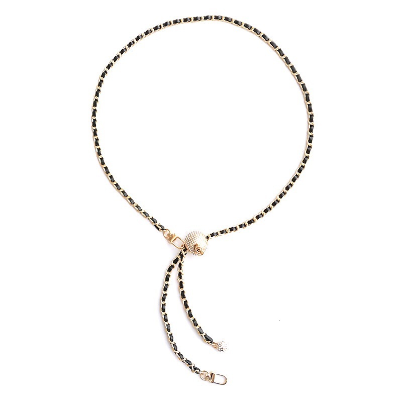 Bag Parts Accessories Chain DIY PU Leather Metal Strap Adjustable Shoulder Belt Chic Golden Ball for Crossbody Replacement 221125
