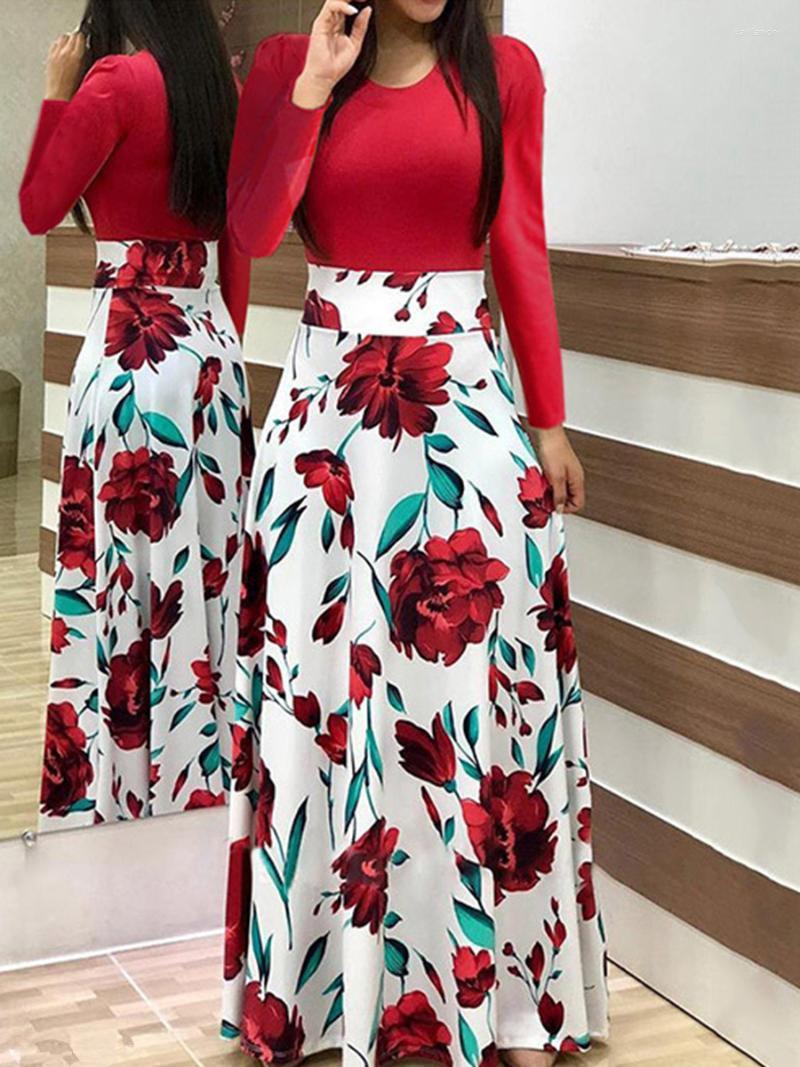Casual Dresses Autumn Floral Print Long Dress Women Sleeve O Neck Tunic Women' Elegant Slim Maxi Vestidos Robe FemaleCasual, Black dress 
Casual Dresses Autumn Floral Print Long Dress Women Sleeve O Neck Tunic Women' Elegant Slim Maxi Vestidos Robe FemaleCasual, Black dress