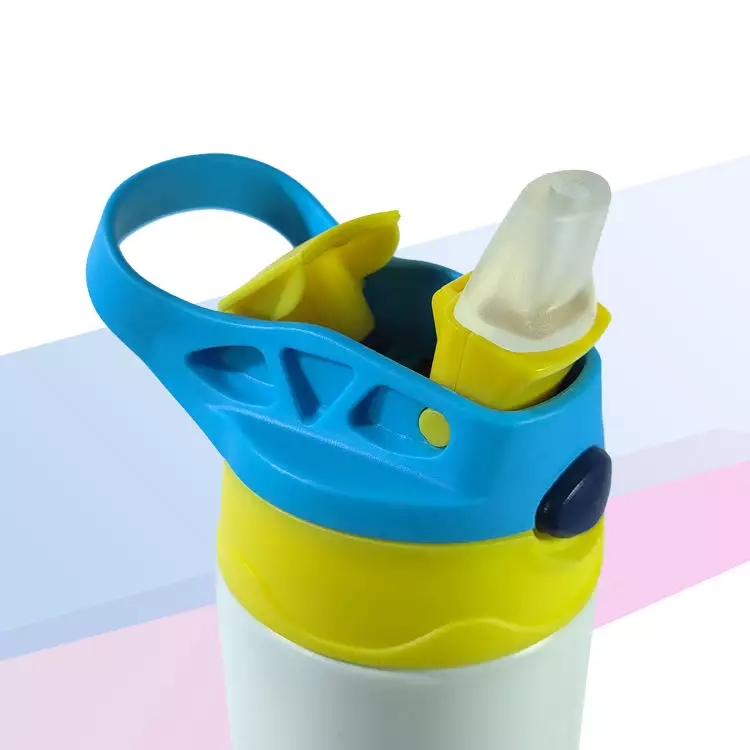 Sublimation Blanks Kids Tumbler Water Bottle 20 OZ White with Straw and Portable Lid 500ml 304 double walled Stainless Steel bottles