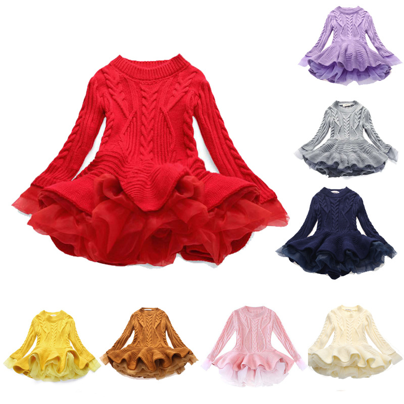 Girls Princess organza knitting Sweater pullovers Spring Autumn kids long sleeve sweater dresses children knitted splicing lace falbala gown -140
Girls Princess organza knitting Sweater pullovers Spring Autumn kids long sleeve sweater dresses children knitted splicing lace falbala gown -140