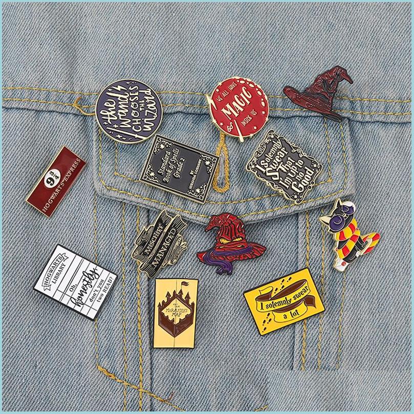 Pins Brooches Cartoon Enamel Brooches Pins Wizard Hat Black Cat Shape Badges We All Have Magic Letter Designer Womens Girls Dhgarden Dhfn6
Pins Brooches Cartoon Enamel Brooches Pins Wizard Hat Black Cat Shape Badges We All Have Magic Letter Designer Womens Girls Dhgarden Dhfn6