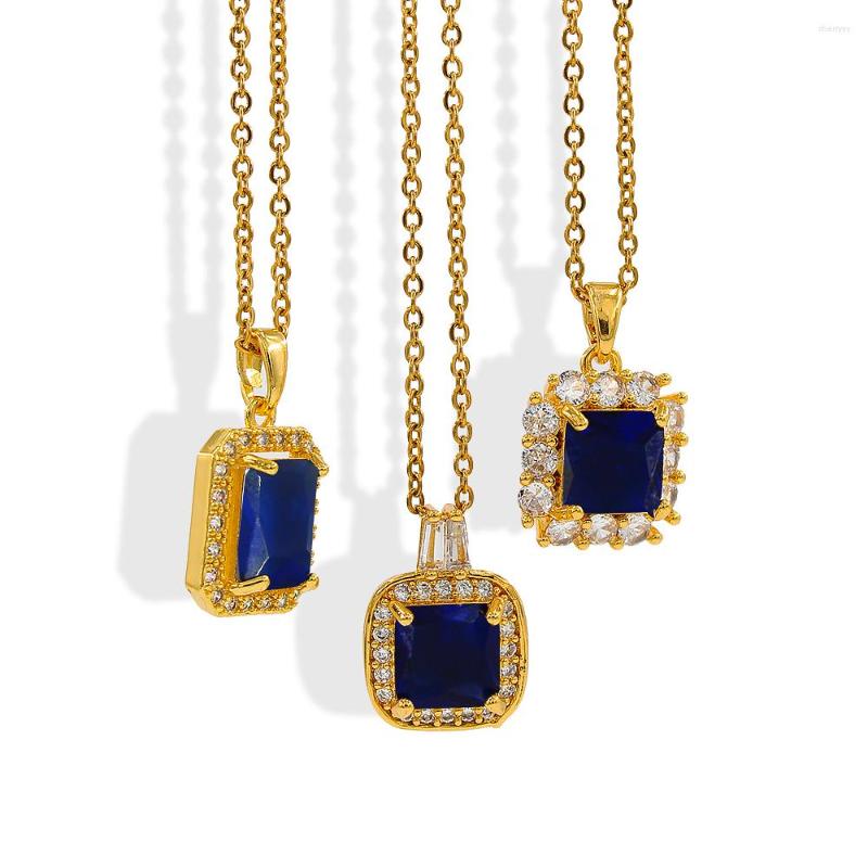 Pendant Necklaces 2022 Gold Color Square Full Zircon Dark Blue Necklace Winter Autumn Stainless Steel Chain Accessories For Women YS243
Pendant Necklaces 2022 Gold Color Square Full Zircon Dark Blue Necklace Winter Autumn Stainless Steel Chain Accessories For Women YS243