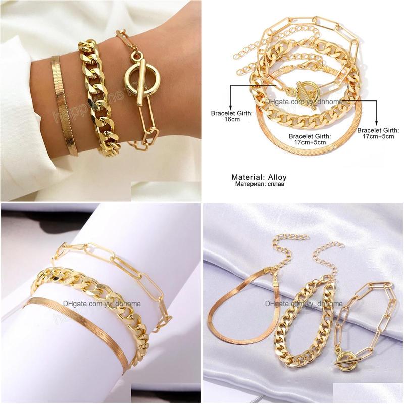 Charm Bracelets 3Pcs/Set Fashion Thick Chain Link Bracelet For Women Vintage Snake Gold Sier Color Bangles Bracelets Set Jewelry Dro Dhdar 
Charm Bracelets 3Pcs/Set Fashion Thick Chain Link Bracelet For Women Vintage Snake Gold Sier Color Bangles Bracelets Set Jewelry Dro Dhdar