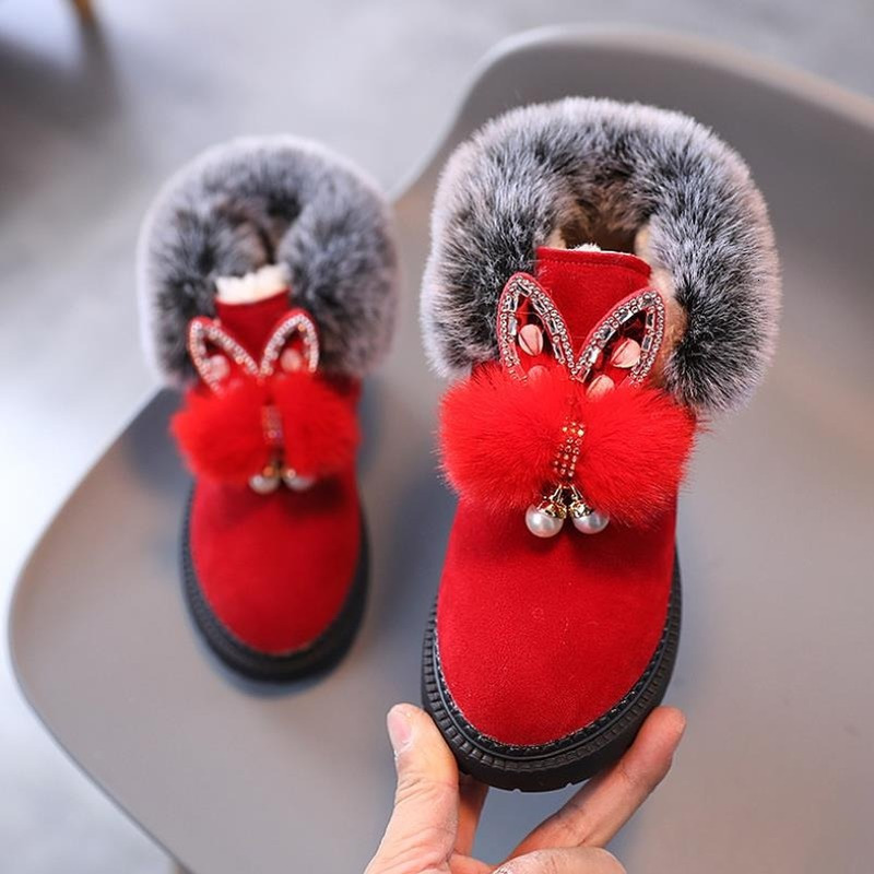 Boots Unisex Toddler Girl Kids Winter Shoes for Boys Soft Bottom Student Fur Snow Children Leather Plush 221125