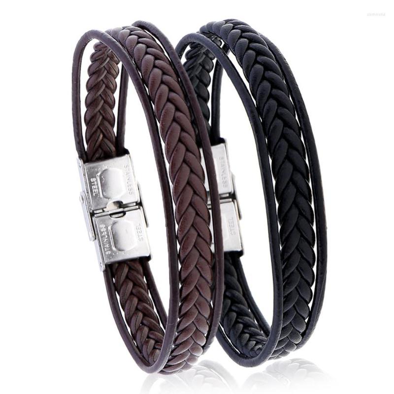 Link Bracelets Simple Multilayer Casual Stainless Steel Men's Bracelet Leather Braided Rope Titanium Trendy For Male Female
Link Bracelets Simple Multilayer Casual Stainless Steel Men's Bracelet Leather Braided Rope Titanium Trendy For Male Female