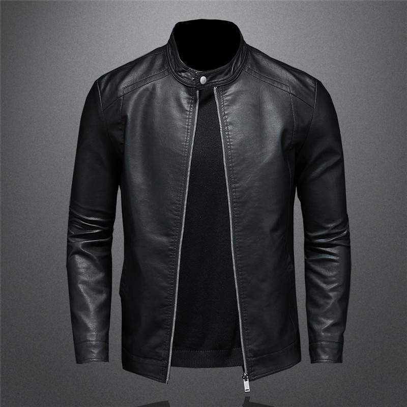 Men's Leather Faux Large Size Autumn Fashion Trend Coat Slim Stand Collar Motorcycle Jacket PU Handsome Top 5XL 221124
