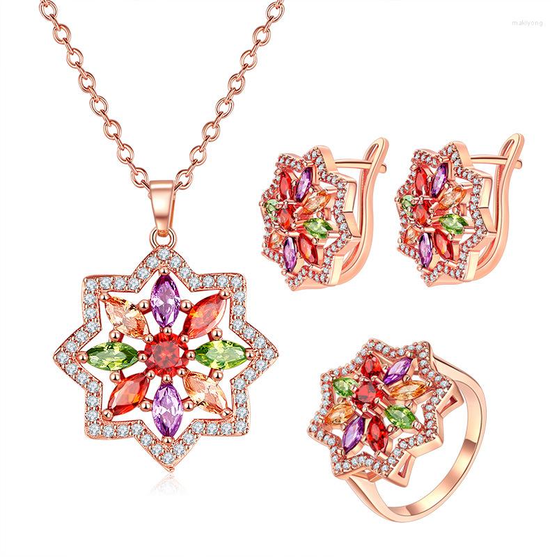 Necklace Earrings Set Ociki Rose Gold Color Colourful CZ Crystal And Ring Jewelry For Women Drop Bohemia Star Gift, Picture shown
Necklace Earrings Set Ociki Rose Gold Color Colourful CZ Crystal And Ring Jewelry For Women Drop Bohemia Star Gift, Picture shown