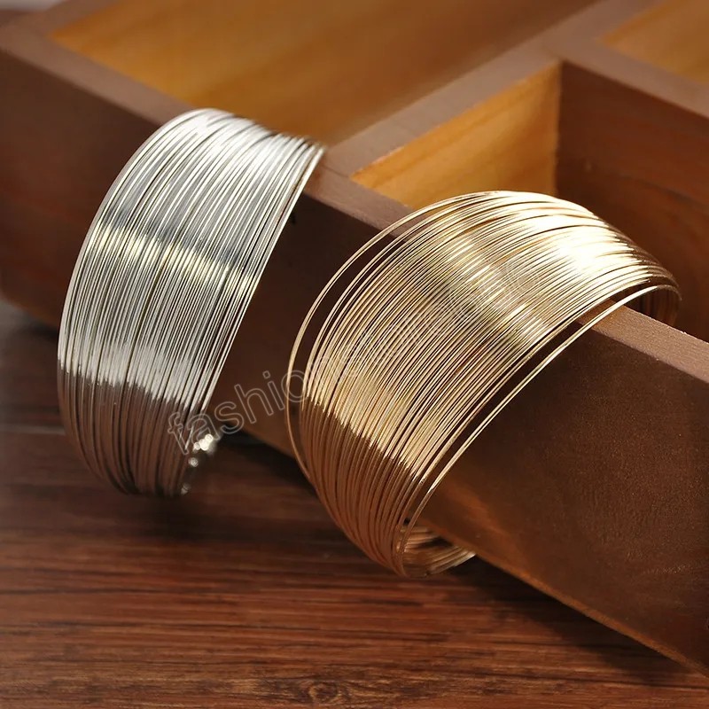 Simple Wire Mesh Open Wide Cuff Bracelet Ins Multilayer Metal Fashion Net Bracelet Women's Jewelry Charm Bracelets