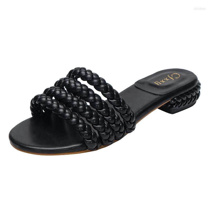 Slippers Summer Ladies Vintage Braided Outwear With Chunky Heels Fashion Outdoor Beach Flat Women
Slippers Summer Ladies Vintage Braided Outwear With Chunky Heels Fashion Outdoor Beach Flat Women