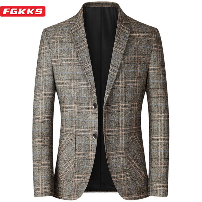 Men's Suits Blazers FGKKS Spring Autumn Men Slim Fit British Plaid Formal Suit Jacket Party Wedding Business Casual Male 221124, Grey
Men's Suits Blazers FGKKS Spring Autumn Men Slim Fit British Plaid Formal Suit Jacket Party Wedding Business Casual Male 221124, Grey