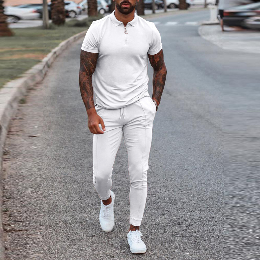 Men's Tracksuits Sets Summer Casual Simple T-Shirt Sports Suit Two PieceShorts Fashion Short-Sleeved Fitness Jogger Tracksuit Men 221128