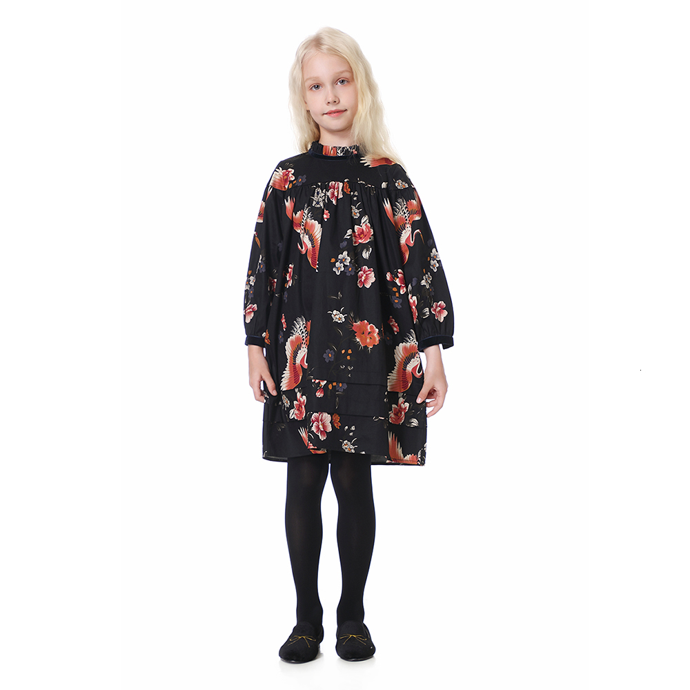 Family Matching Outfits Fall Teen Girls Cotton Midi Dress Baby Bird Pattern Clothes Girl Smocked Style Loose Romper #7203 221125