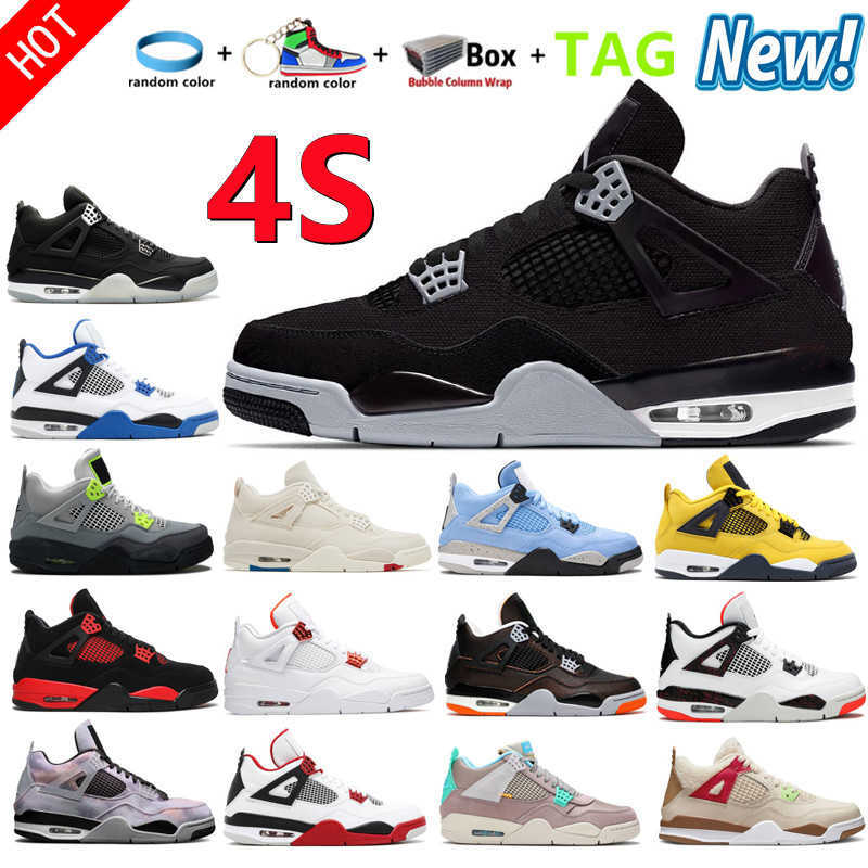 2022 IV 4S Mens Women Basketball Shoes 4 Black Blank Canvas Cement Oreo Chrome Cat 4s Fire Red Bred Sail University Blue Midnight Navy What