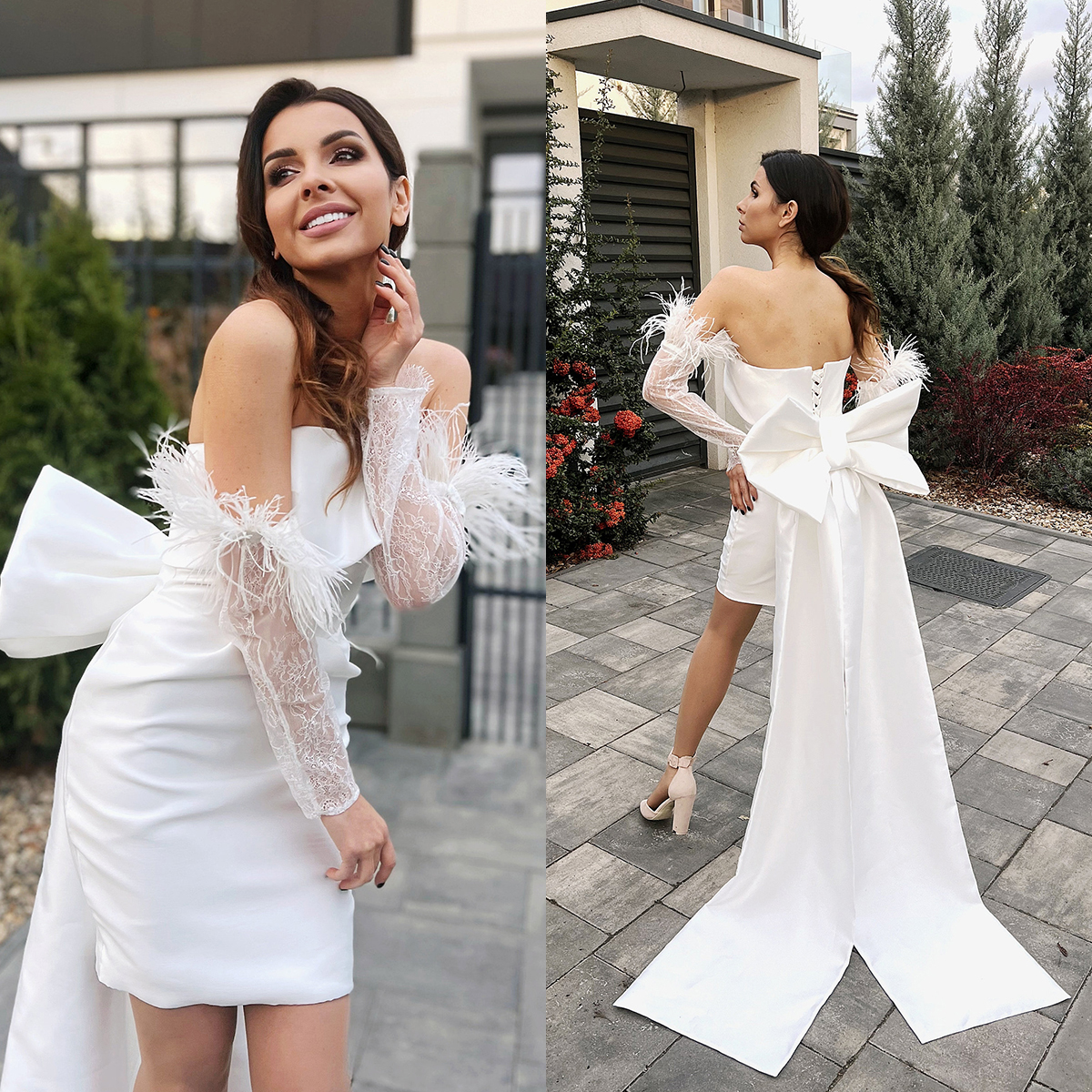 Chic Satin Mermaid Wedding Dress Sweetheart Neck Removable Long Sleeve Lace Bridal Gowns vestido de casamento, Ivory
Chic Satin Mermaid Wedding Dress Sweetheart Neck Removable Long Sleeve Lace Bridal Gowns vestido de casamento, Ivory