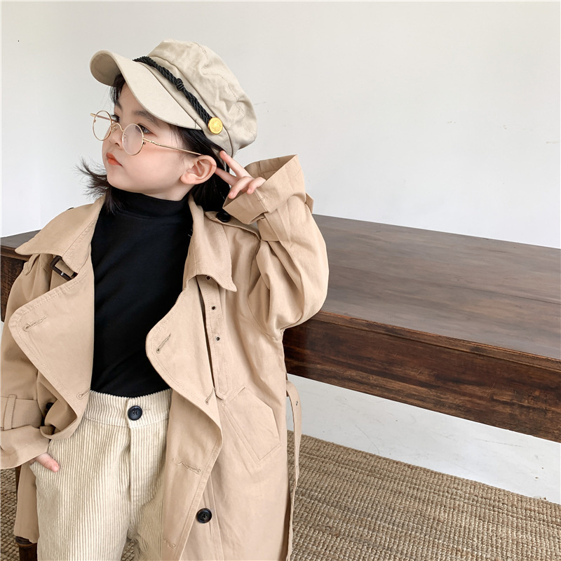 Tench coats Spring Fall Kids Fashion Trench Coat 27 Years Boys and girls Big Turndown Collar Long Windbreaker Children Outerwear 221125