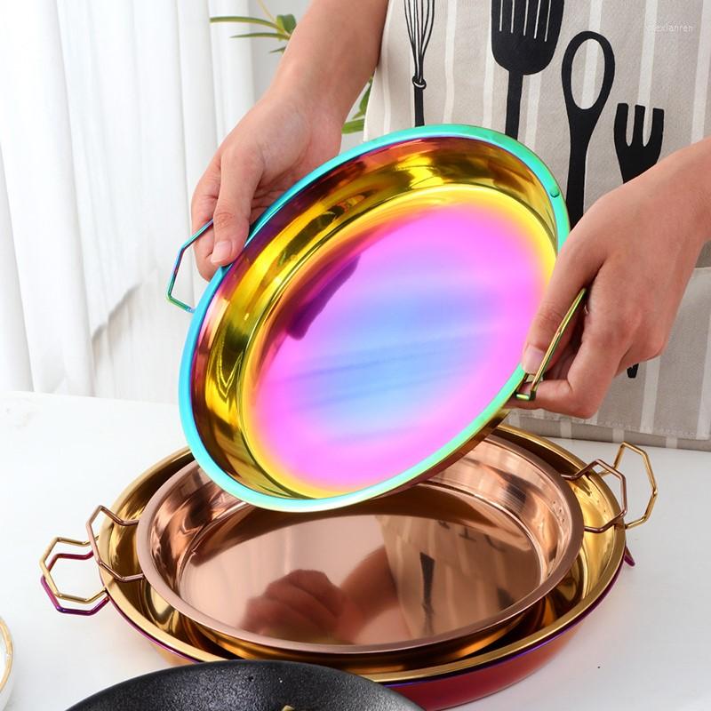 Plates 1 Pcs Stainless Steel Round Dinner Plate With Double Ear Handle Cake Bread Fruit Serving Tray Steak Dish BBQ Grill Dishes, Small-silver
Plates 1 Pcs Stainless Steel Round Dinner Plate With Double Ear Handle Cake Bread Fruit Serving Tray Steak Dish BBQ Grill Dishes, Small-silver