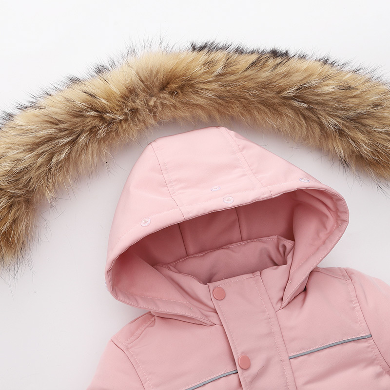 Down Coat 30 Degree Russia Winter Kids Jumpsuit Waterproof Real Fur Children Overalls 15 Years Infant Baby Boy Romper Snowsuit 221125