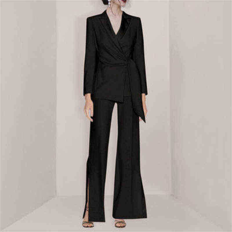 Blazer Suits Office Lady Two Piece Set Spring Split Wide Blowjob Pants Long Sleeve Bandage Jacket Ol Formal 2 Piece Outfits J220813, White two piece set
Blazer Suits Office Lady Two Piece Set Spring Split Wide Blowjob Pants Long Sleeve Bandage Jacket Ol Formal 2 Piece Outfits J220813, White two piece set