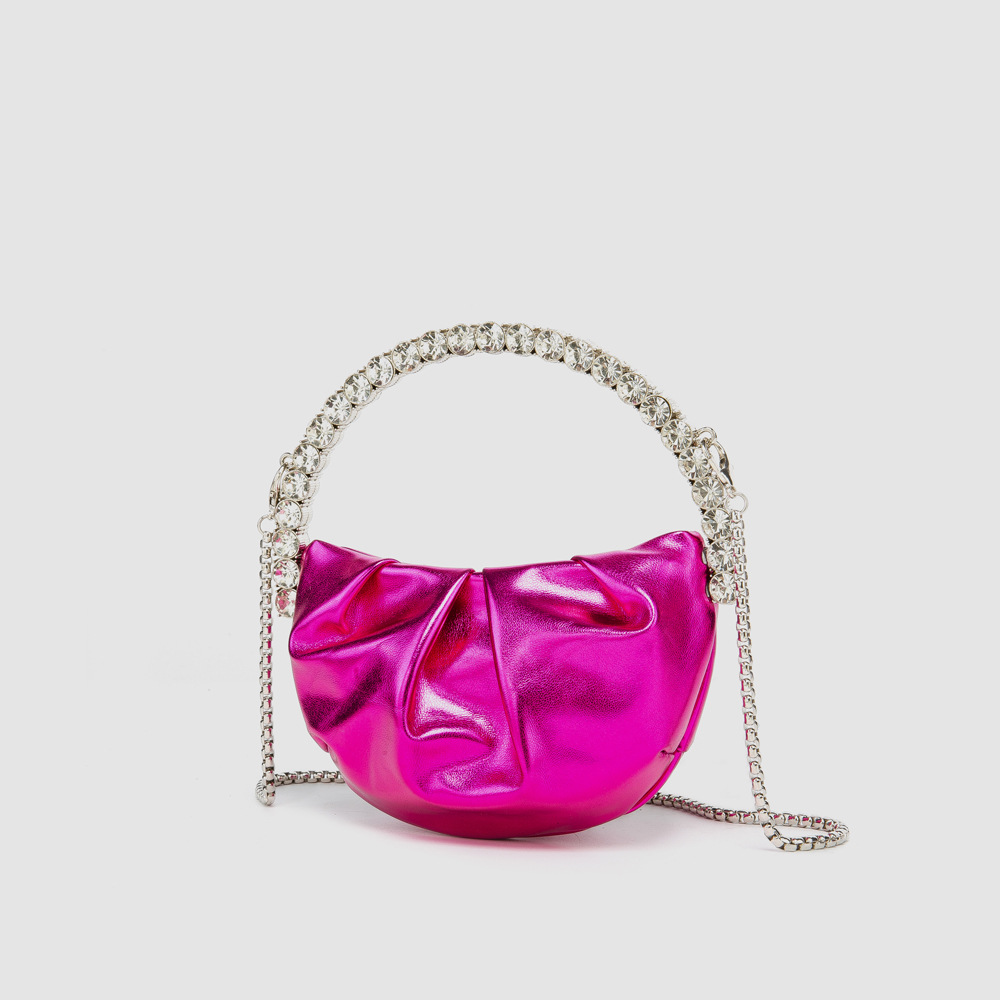 Diamond Ring Small Bag Glossy Simple Wrinkle Dinner Bag Chain Round Mini Woman Handbag, Silver
Diamond Ring Small Bag Glossy Simple Wrinkle Dinner Bag Chain Round Mini Woman Handbag, Silver
