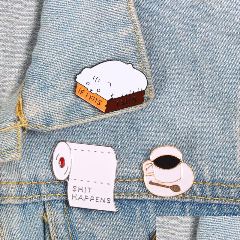 Pins Brooches Creative Enamel Brooches Roll Paper Cat Box Brooch Pins Coffee Badge Clothes Lapel Jewelry 1475 E3 Drop Delive Dhgarden Dh1Hz
Pins Brooches Creative Enamel Brooches Roll Paper Cat Box Brooch Pins Coffee Badge Clothes Lapel Jewelry 1475 E3 Drop Delive Dhgarden Dh1Hz