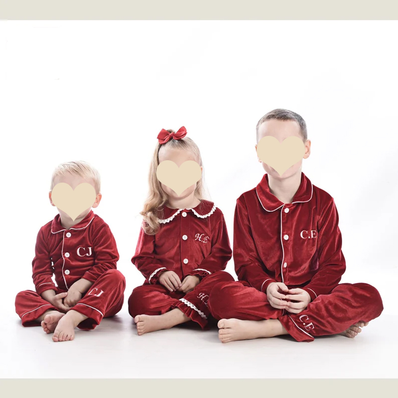 Pajamas Wholesale Baby Toddler Kids Boys And Girls Family Matching Christmas Pyjamas Clothes Set Velvet Children 221125