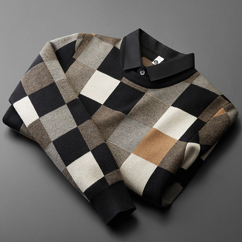 Men's Sweaters Designer's Vintage Contrast Plaid Fake Two Piece Sweater Men's Shirt Collar Winter Fashion Korean Casual Warm Pullover 221128, Black
Men's Sweaters Designer's Vintage Contrast Plaid Fake Two Piece Sweater Men's Shirt Collar Winter Fashion Korean Casual Warm Pullover 221128, Black