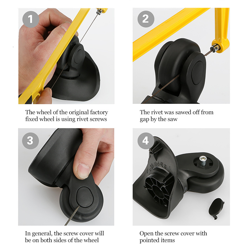 Bag Parts Accessories Luggage Suitcase Replacement Wheels OD 36-50mm Axles Deluxe Black with Screw Suitable for 18-26 inch suitcase Swivel Caster 2211