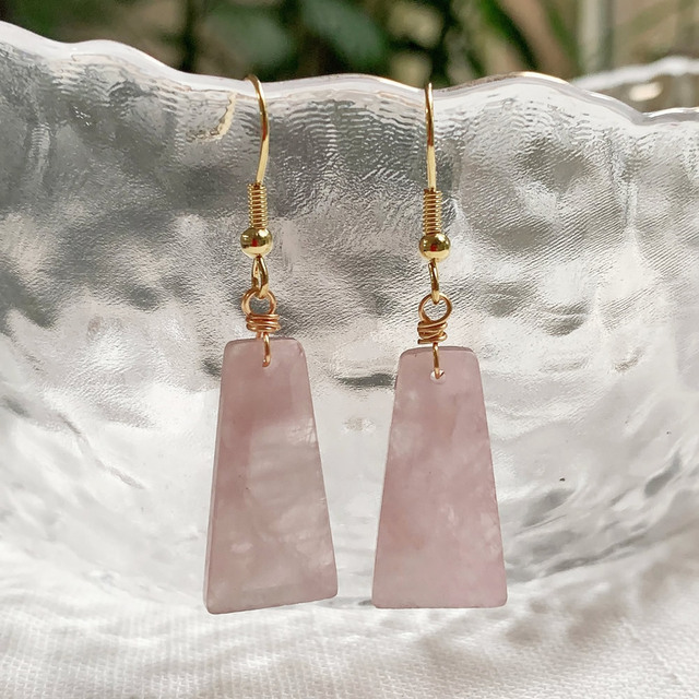 Natural Crystal Stone Dangle Earrings for Women Geometric Charm Shiny Obsidian Amethyst Lapis Pink Reiki Crystal Earring