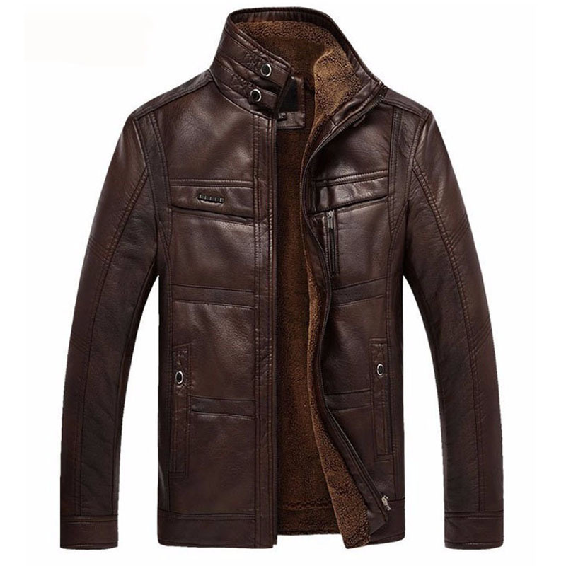 Men's Leather Faux DIMUSI Jacket Men Winter Leanther Solid Thick Coat Male Thermal Fleece Casual Stand Collar Clothing 5XL YA512 221124