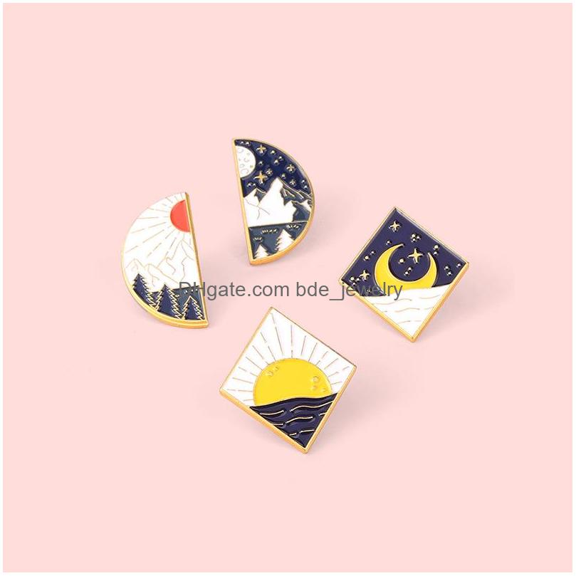 Pins Brooches Creative Sun Moon Brooches Set 4Pcs Couple Alloy Design Mountains And Rivers Enamel Paint Badges For Girls Lapel Pins Dh9Qm
Pins Brooches Creative Sun Moon Brooches Set 4Pcs Couple Alloy Design Mountains And Rivers Enamel Paint Badges For Girls Lapel Pins Dh9Qm
