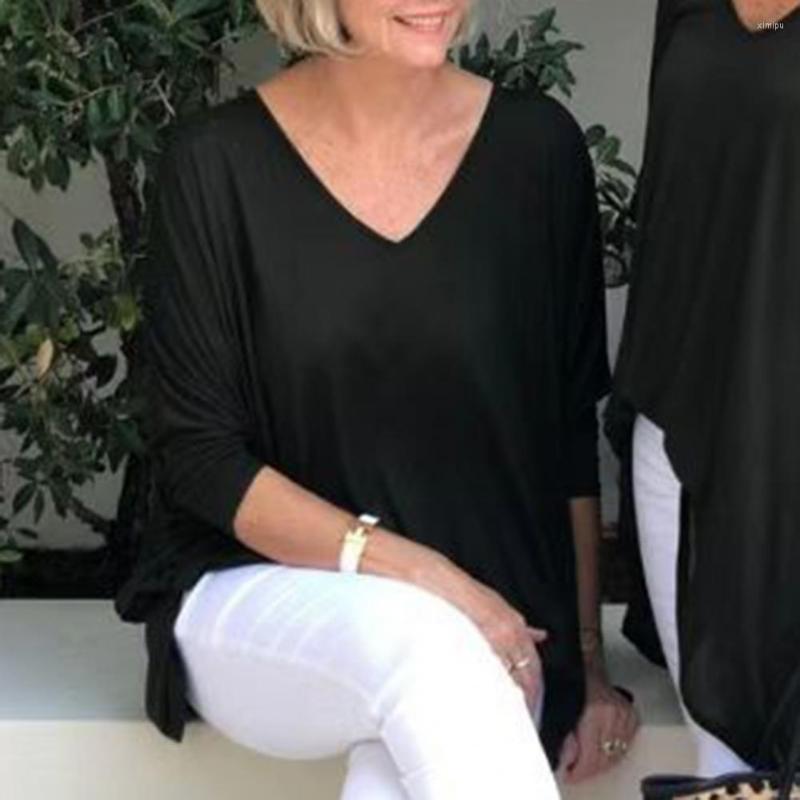 Women' Blouses Women Pullover Shirt V-neck Mid-Length Irregular Hem Solid Color 3/4 Sleeve Blouse Female Clothing Streetwear, Black
Women' Blouses Women Pullover Shirt V-neck Mid-Length Irregular Hem Solid Color 3/4 Sleeve Blouse Female Clothing Streetwear, Black